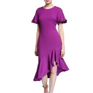 Black Halo Ruiz Asymmetric Flutter Dress, purple, Size 0